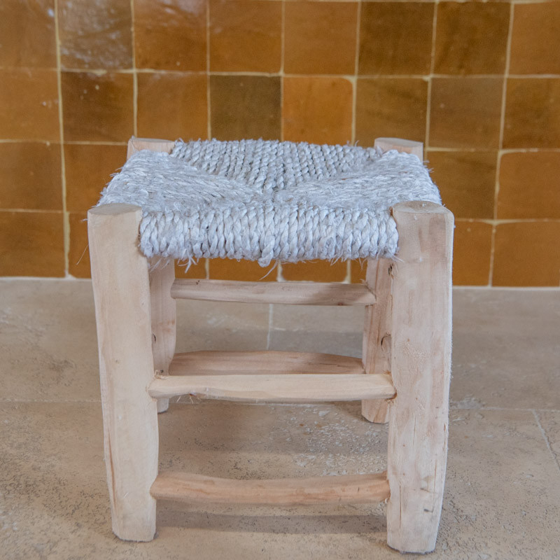 Tabouret Bohème - Blanc - 30/30cm - Hauteur S/M -