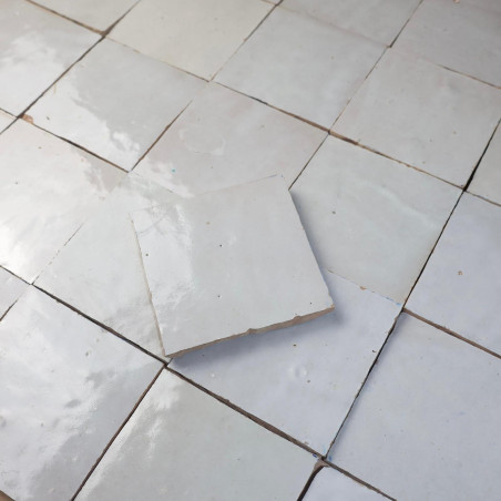 Carrelage - Véritable Zellige de Fès - Blanc de Fès -