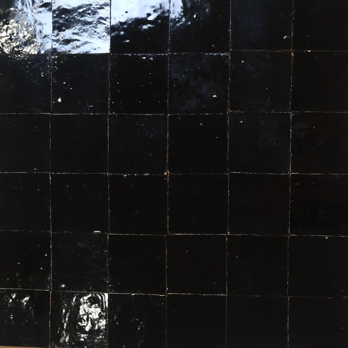 Carrelage - Véritable Zellige de Fès - Noir Brillant -