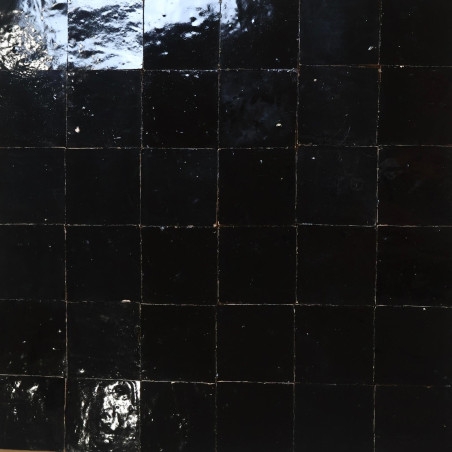 Carrelage - Véritable Zellige de Fès - Noir Brillant -