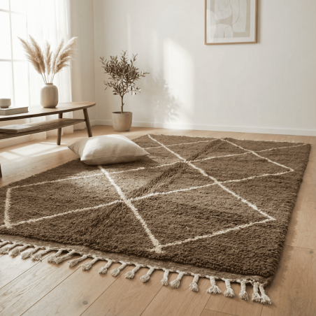 Tapis Khemisset XII - 100% pure laine - Marron ≈ 252 x 150 cm -