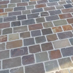 Pavé Grès Kandla - Multicolore 14 x 14 cm - Epaisseur 3/5cm - Clivée -
