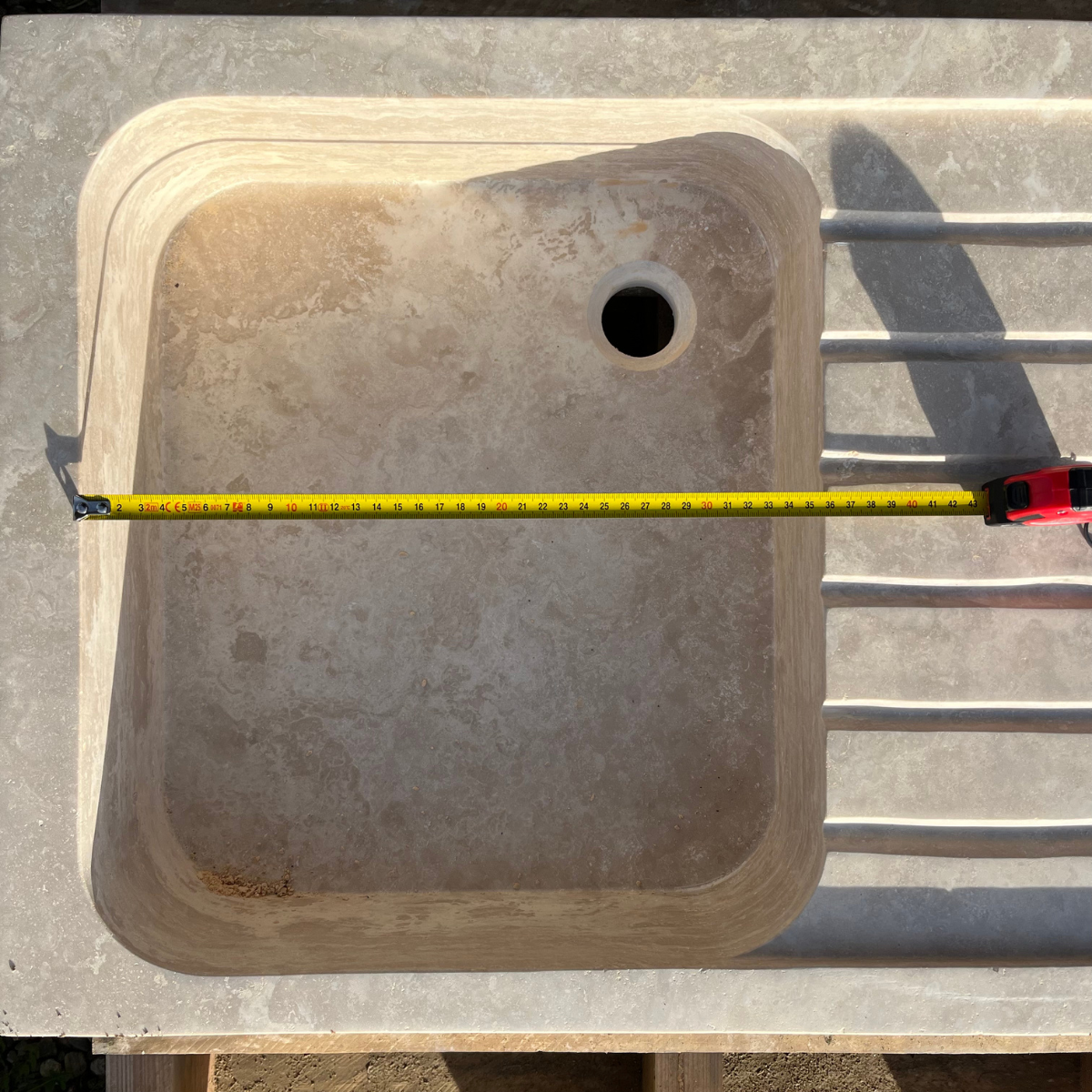 Evier Travertin Naturel 1 bac - 100/50cm - Hauteur 15cm - Lisse -