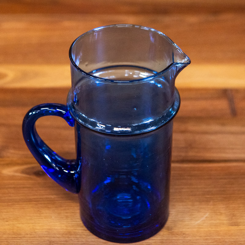 Carafe en verre - Beldi - ≈ d10x20cm - Bleue -