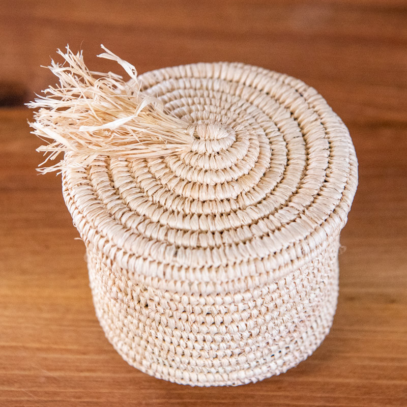 Boite Raphia - ≈d10x10cm -