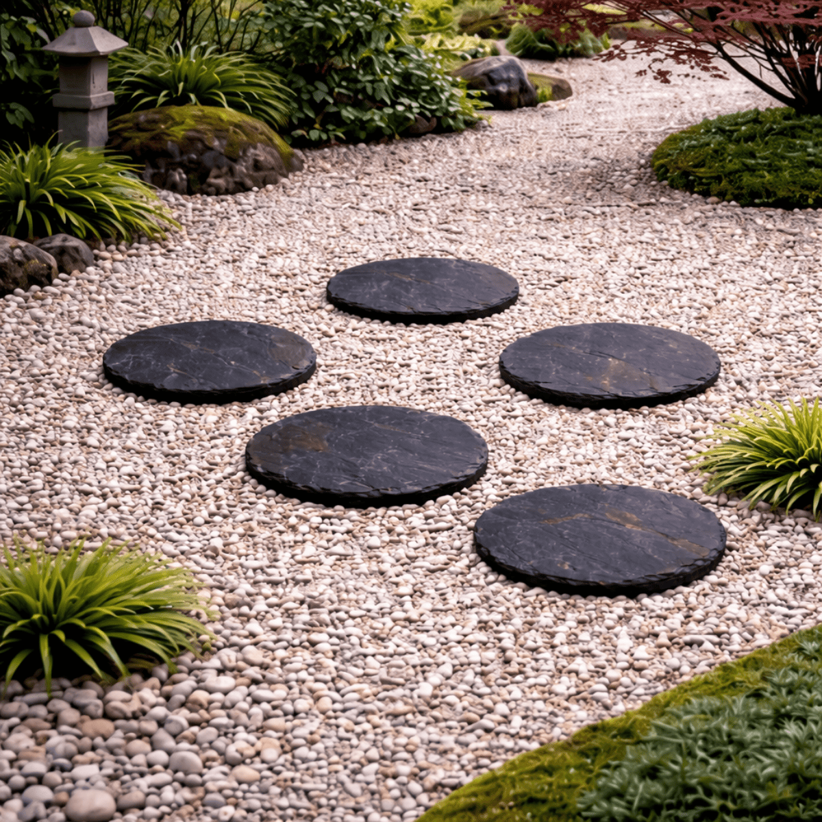 Pas japonais - Ardoise - Ø40cm - ≈20mm - Rond -