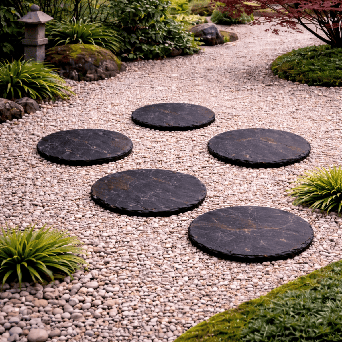 Pas japonais - Ardoise - Ø50cm - ≈20mm - Rond -