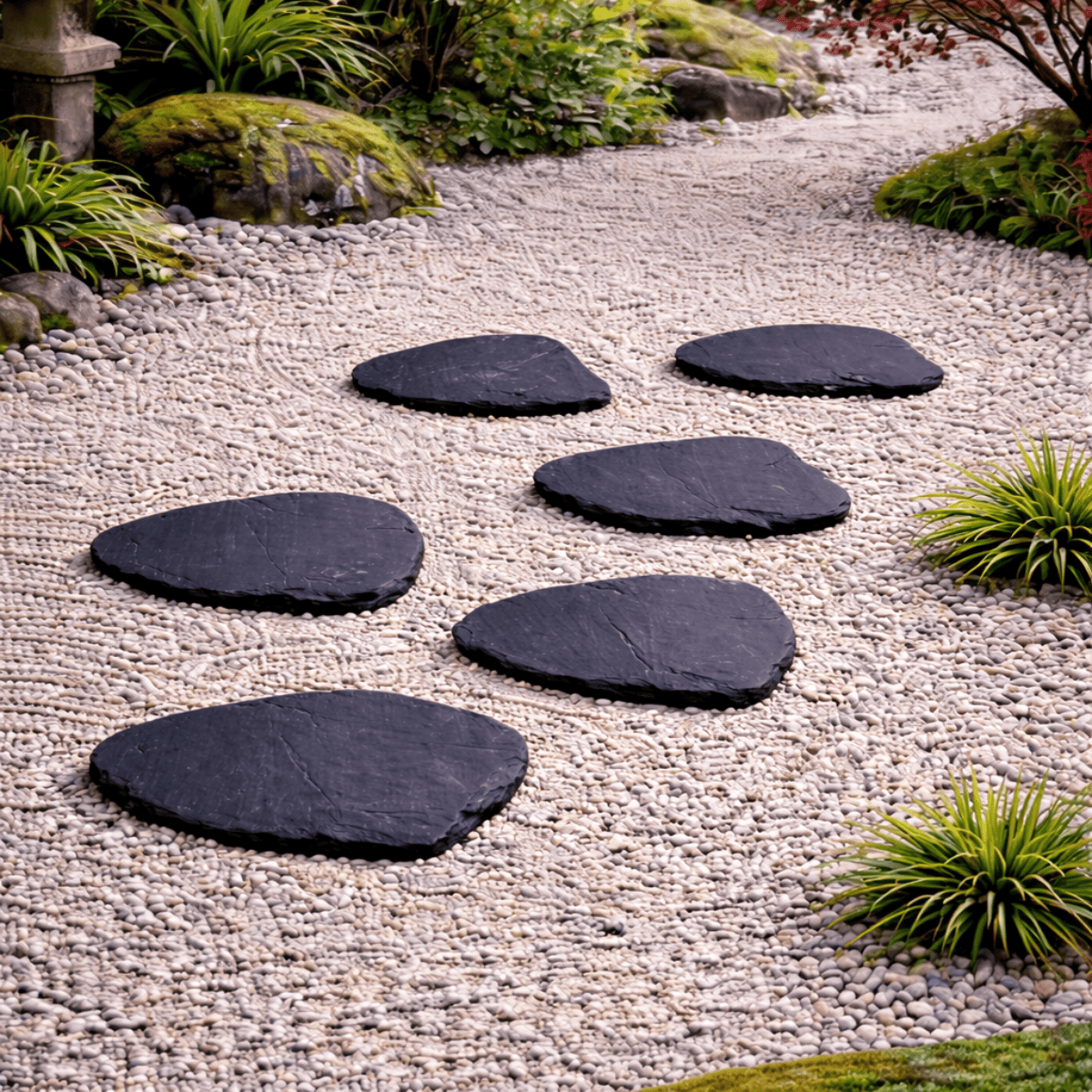 Pas japonais - Ardoise - 50x50cm - ≈20mm - Irrégulier Courbé -