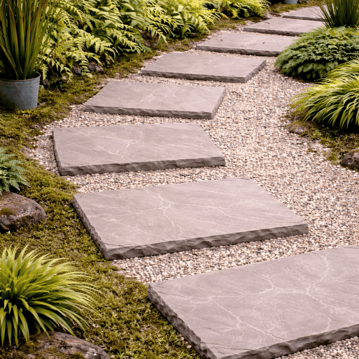 Pas Japonais - Grès d'Inde - Multicolore - 80x30cm - ≈30/50mm -