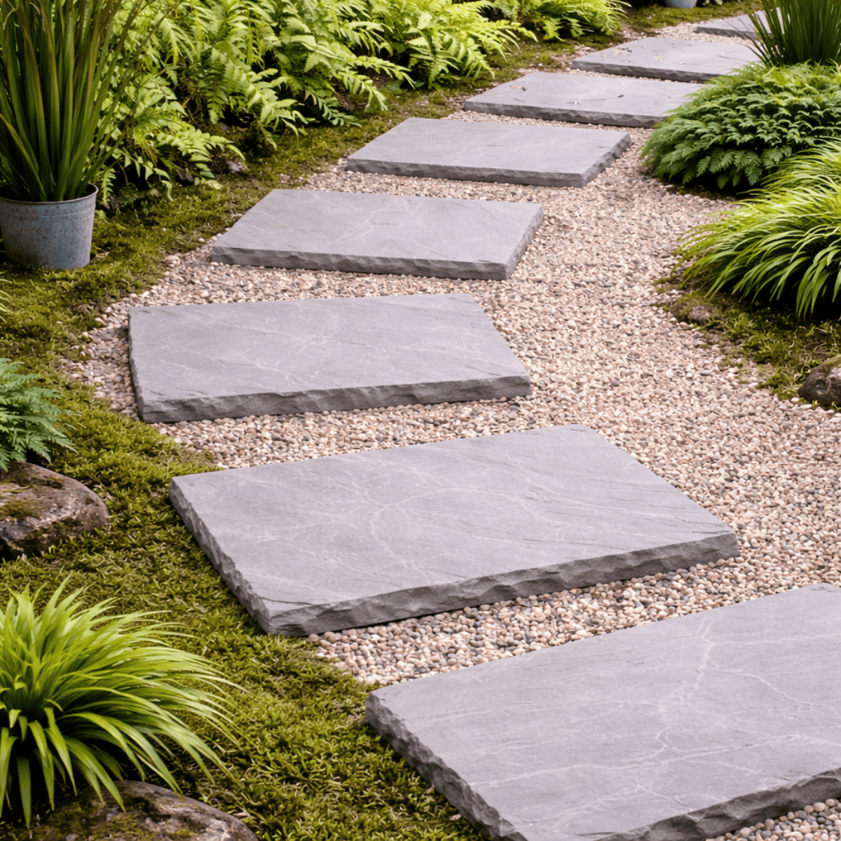 Pas Japonais - Grès d'Inde - Grise - 80x30cm - ≈30/50mm -