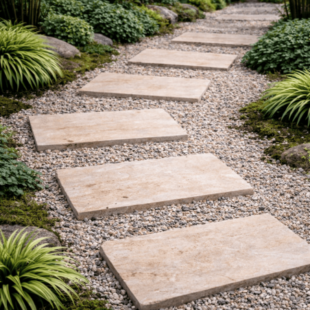 Pas Japonais - Travertin 1er choix MIX - Beige - 61x30,5cm - 30mm - Vieillie -