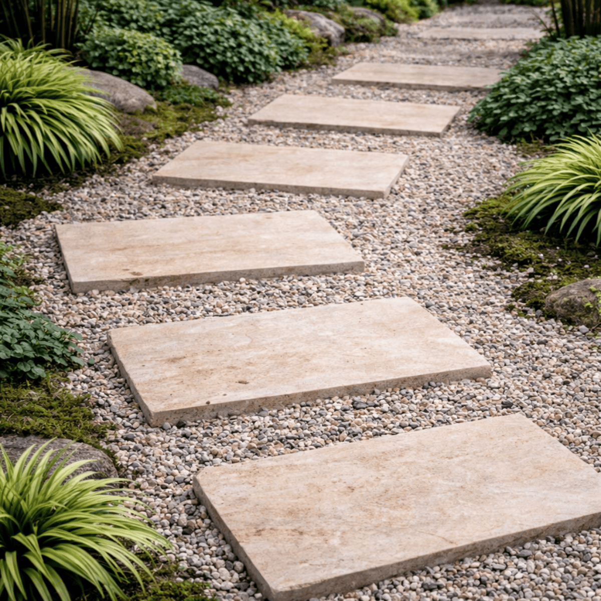 Pas Japonais - Travertin light mix - Beige - 61x30,5cm - 30mm - Vieillie -