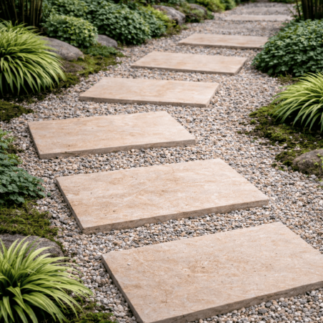 Pas Japonais - Travertin 1er choix MIX - Beige - 61x40,6cm - 30mm - Vieillie -