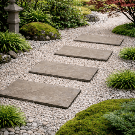 Pas Japonais - Travertin - Noce - 61x30,5cm - 30mm - Vieillie -