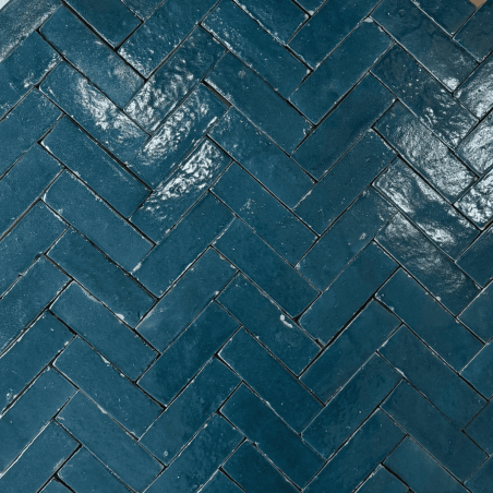 Véritable Bejmat de Fès - Bleu Pétrole -