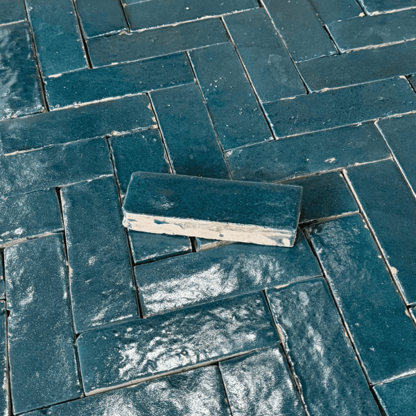 Véritable Bejmat de Fès - Bleu Pétrole -