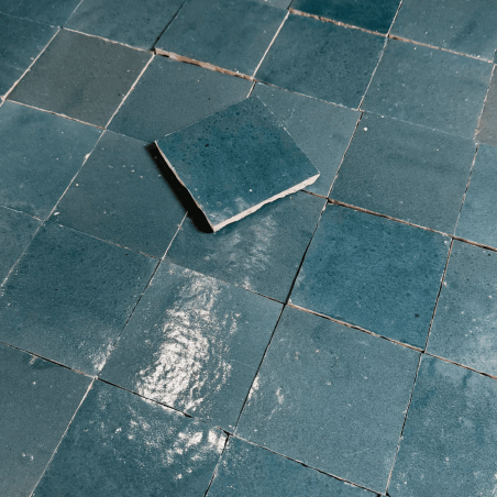 Carrelage - Véritable Zellige de Fès - Bleu Pétrole -