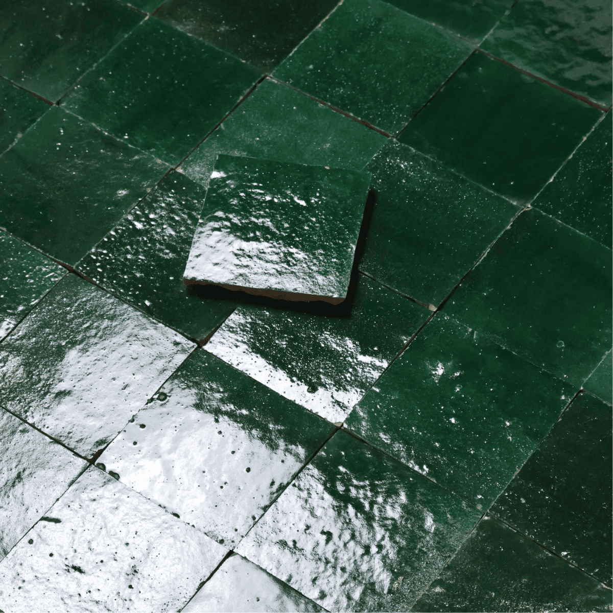 Carrelage - Véritable Zellige de Fès - Vert Émeraude -