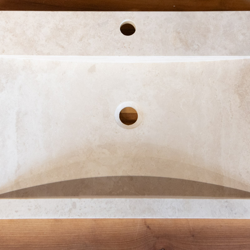 Vasque Travertin Beige - Bord droit - 70 x 45cm - Hauteur 10cm -