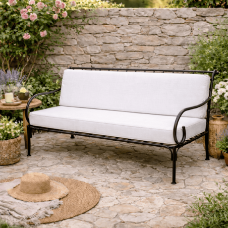 Banquette - Fer Forgé - Provence - 3 Places -