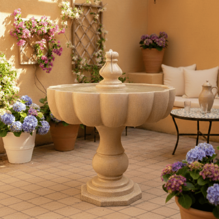 Fontaine Marbre Beige - PALMA - ⌀80cm - Hauteur 90cm -