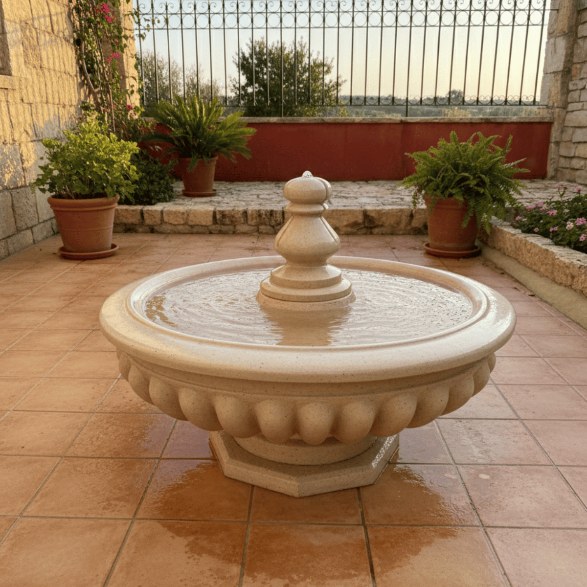 Fontaine Marbre Beige - HERITAGE - ⌀80cm - Hauteur 55cm -