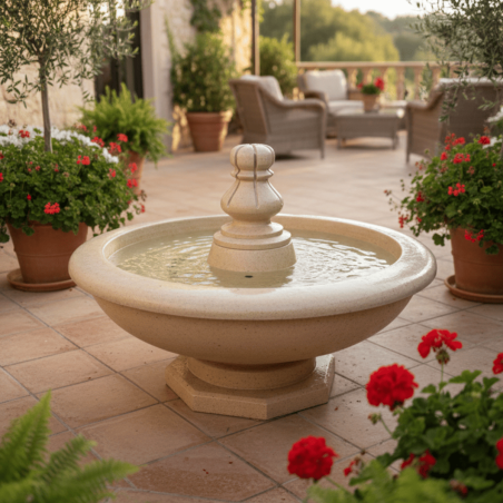 Fontaine Marbre Beige - AURA - ⌀80cm - Hauteur 55cm -