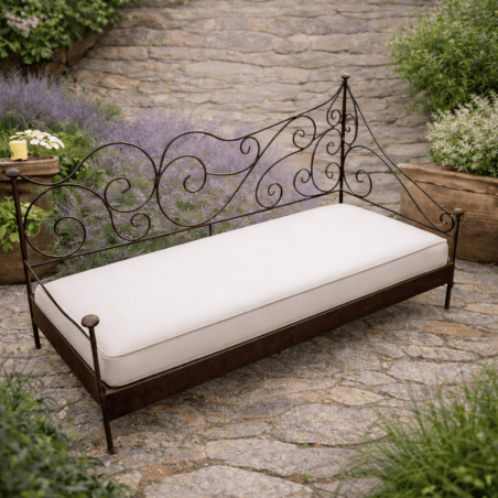 Méridienne - Fer Forgé - Asymétrique - Frise Martelée -