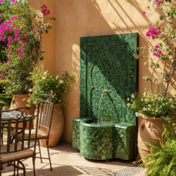 Fontaine Zellige - Aladin - Vert Tamegroute - 120x80cm - Pompe & Crachoir Laiton -