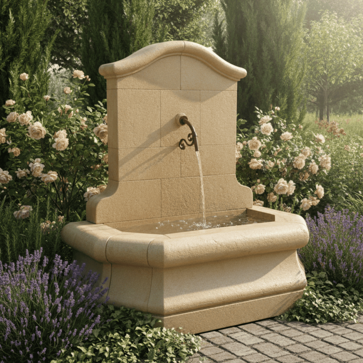 Fontaine Pierre de l'Atlas beige - Ramatuelle - 150x100cm - Hauteur 160cm -