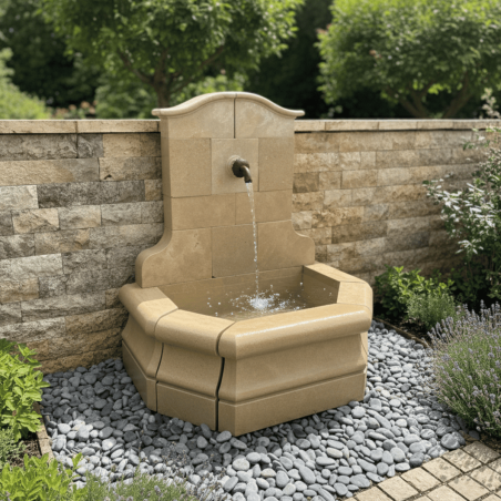 Fontaine Pierre de l'Atlas beige - Saint Cyr - 80x60cm - Hauteur 115cm -