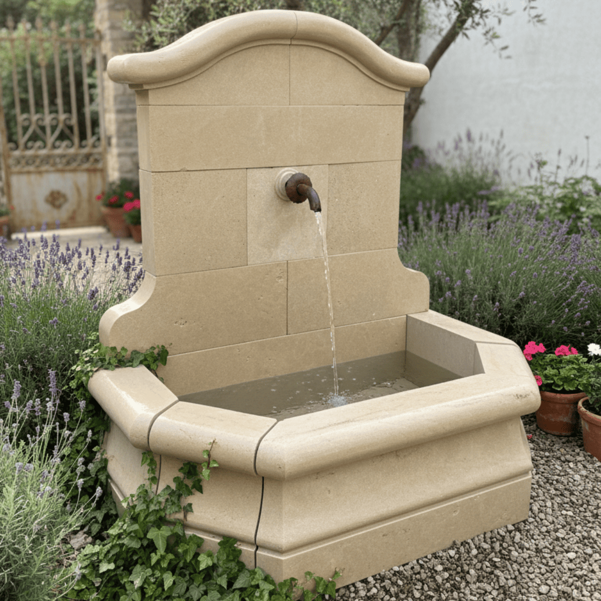 Fontaine Pierre de l'Atlas beige - Honfleur - 130x80cm - Hauteur 145cm -