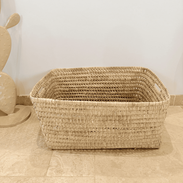 Panière artisanale - Doum - 65/50/30 cm -