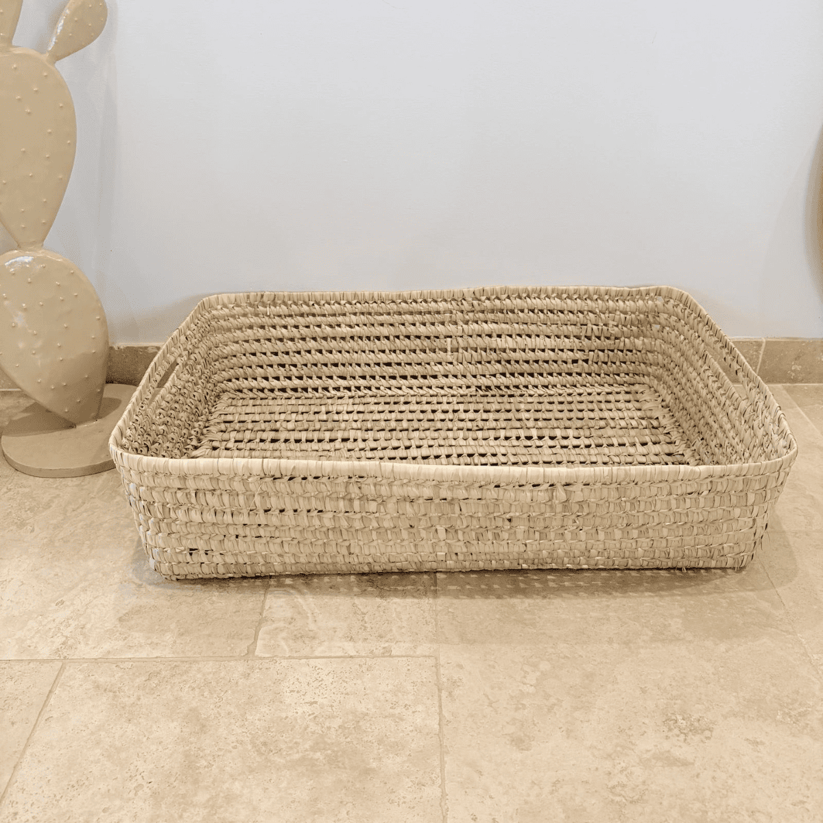 Panière artisanale - Doum - 80/50/20 cm -