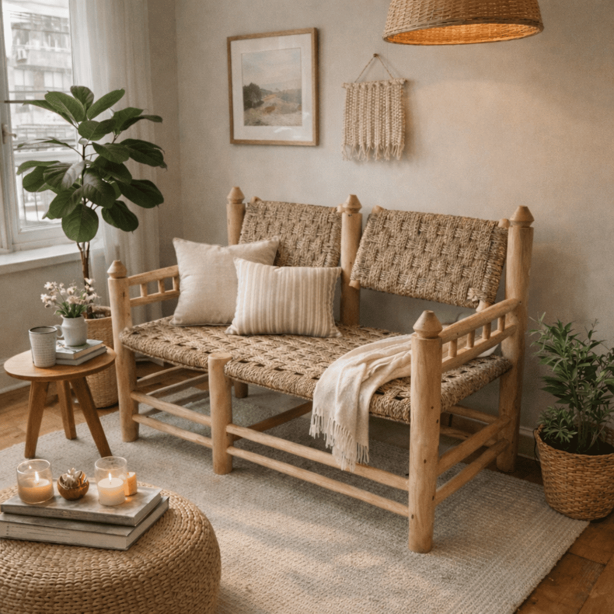 Banquette - Bohème - 2 places - Travaillée -