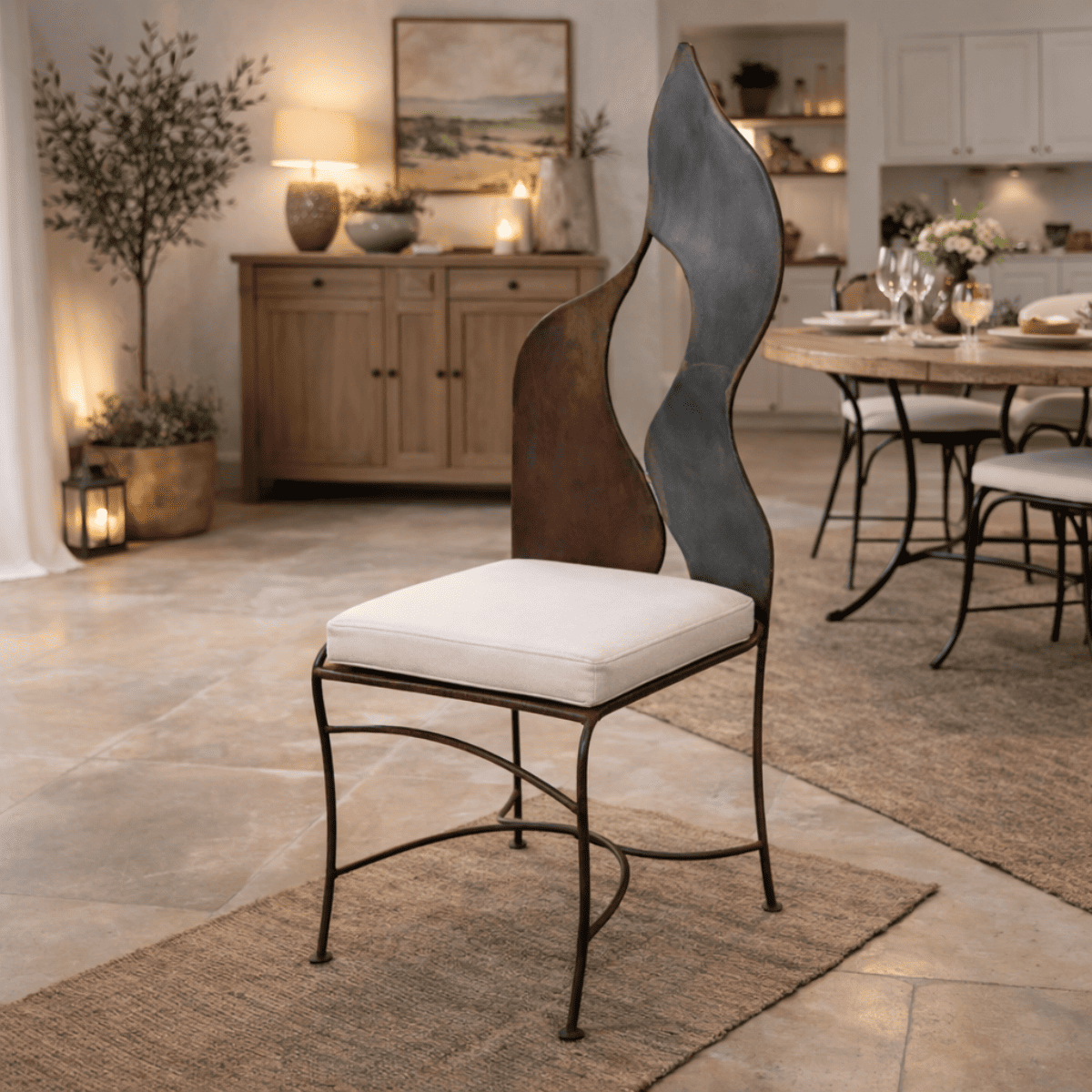 Chaise en fer forgé - Flamme -