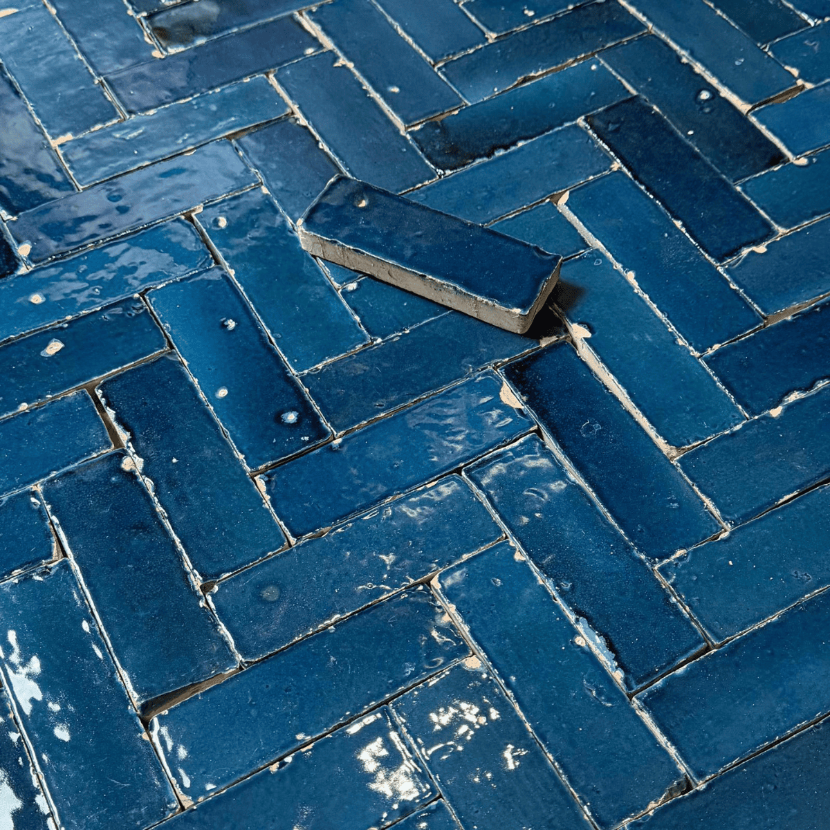 Véritable Bejmat de Fès - Bleu Glaz -