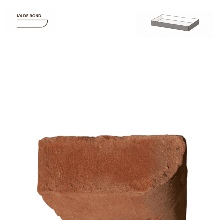 Brique Moulurée - Violette de retour - 1/4 rond droite - 42/13,5cm - 5cm -