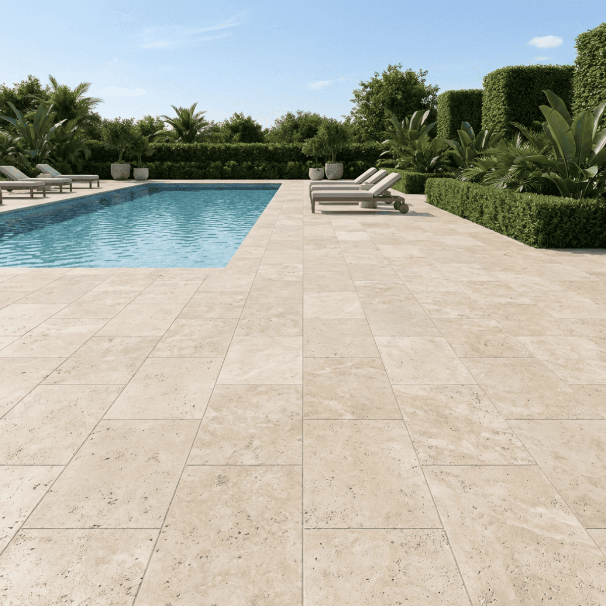 Dallage Travertin Beige - 60 x 90cm - 3cm - Vieillie - Premier choix light mix -