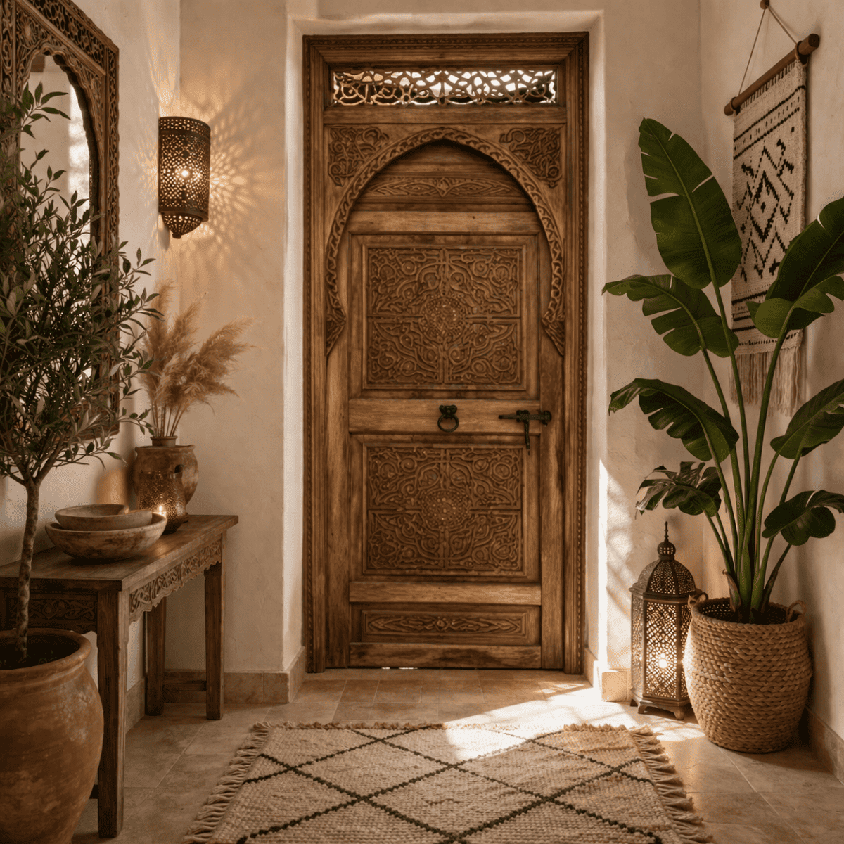 Porte en Bois Marocaine - ≈ 226x91cm - Dizi -