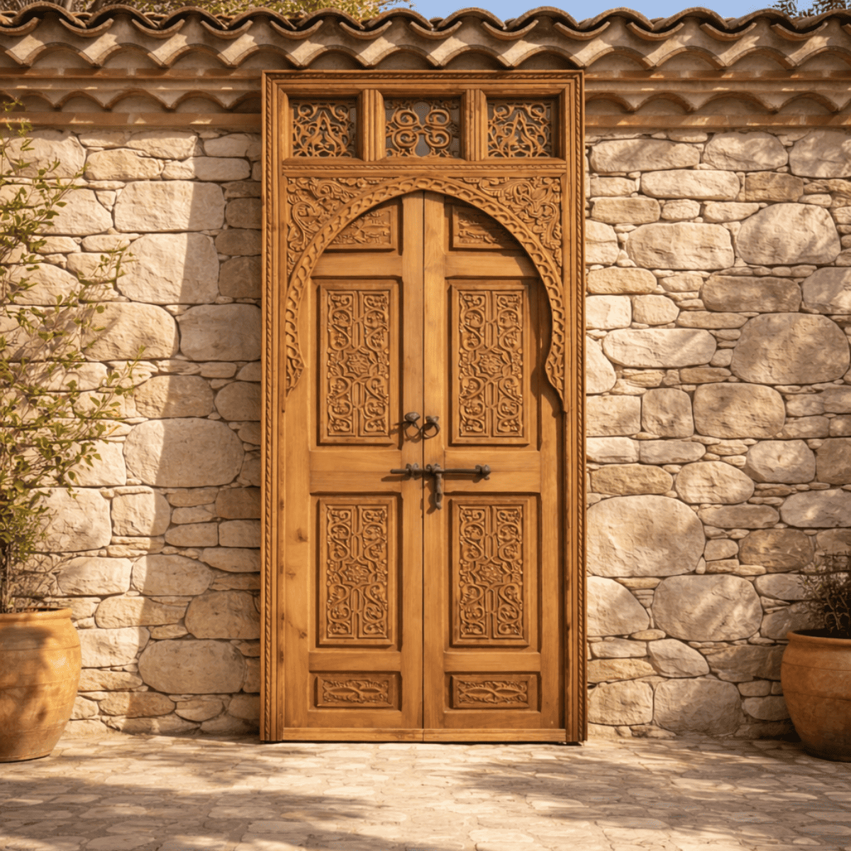 Porte en Bois Marocaine - ≈ 228x86cm - Khiata -