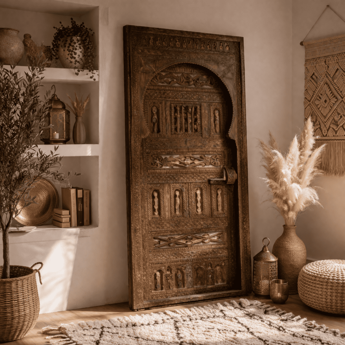 Porte en Bois Marocaine - ≈ 226x92cm - Shadi -