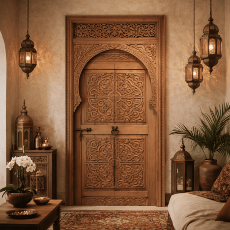 Porte en Bois Marocaine - ≈ 229x86cm - Kuzmu -