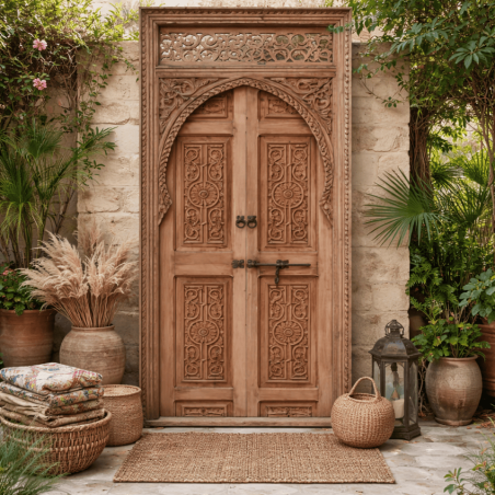 Porte en Bois Marocaine - ≈ 226x84cm - Warda -