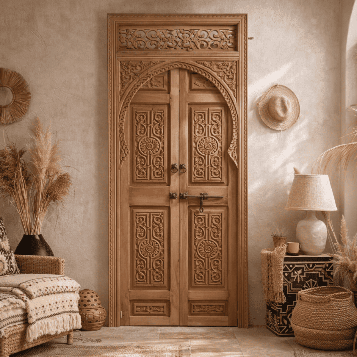 Porte en Bois Marocaine - ≈ 226x84cm - Warda -