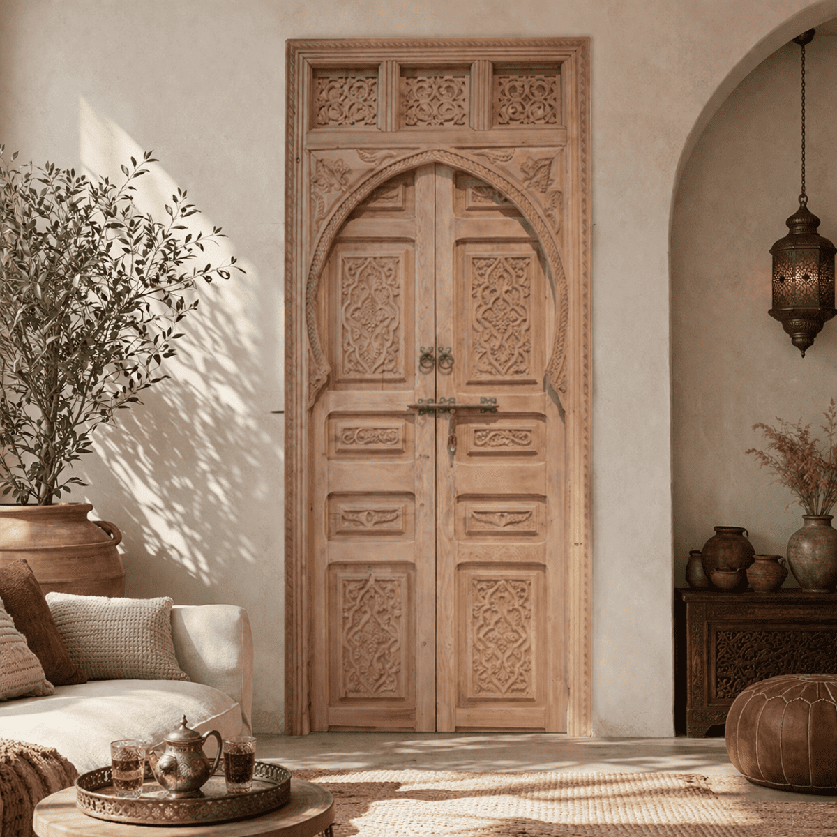 Porte en Bois Marocaine - ≈ 225x85cm - Najm -