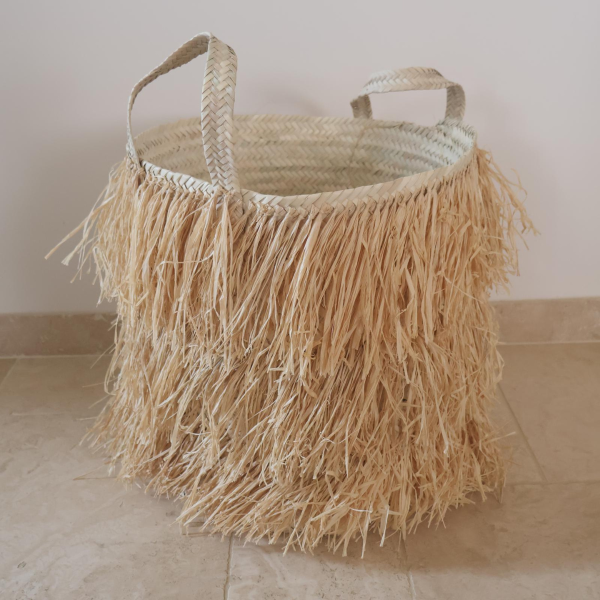 Panière artisanale - Doum - ≈d40x45cm - Ceinture II - L -