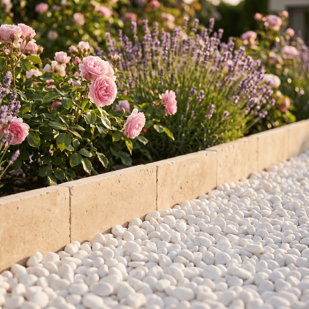 Bordure Travertin Beige Vieillie - Hauteur 20cm - Longueur 50cm - Epaisseur 5cm -