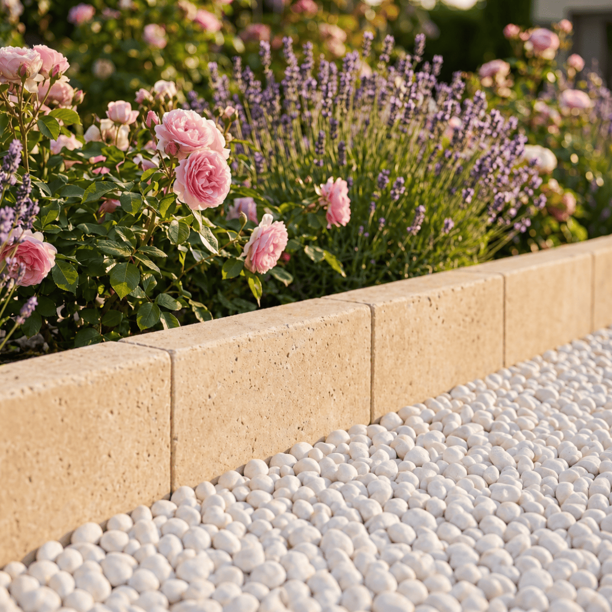 Bordure Travertin Beige Vieillie - Hauteur 20cm - Longueur 50cm - Epaisseur 7cm -