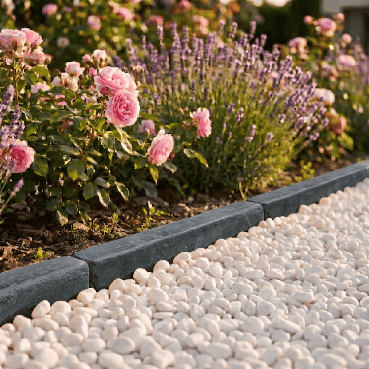 Bordure Ardoise Noire Tambourinée - Hauteur 8cm - Longueur 50cm - Epaisseur 8cm -